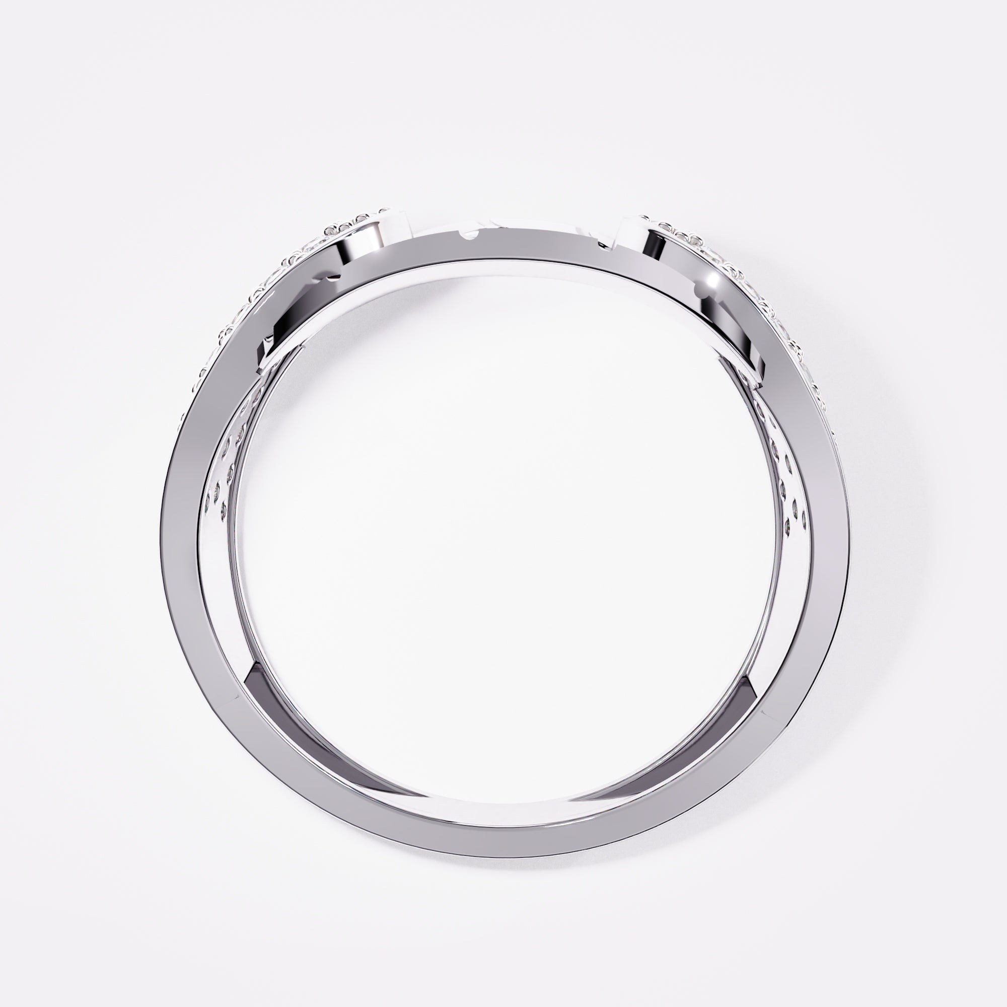 Geometric Oval Diamond Ring in 925 Silver