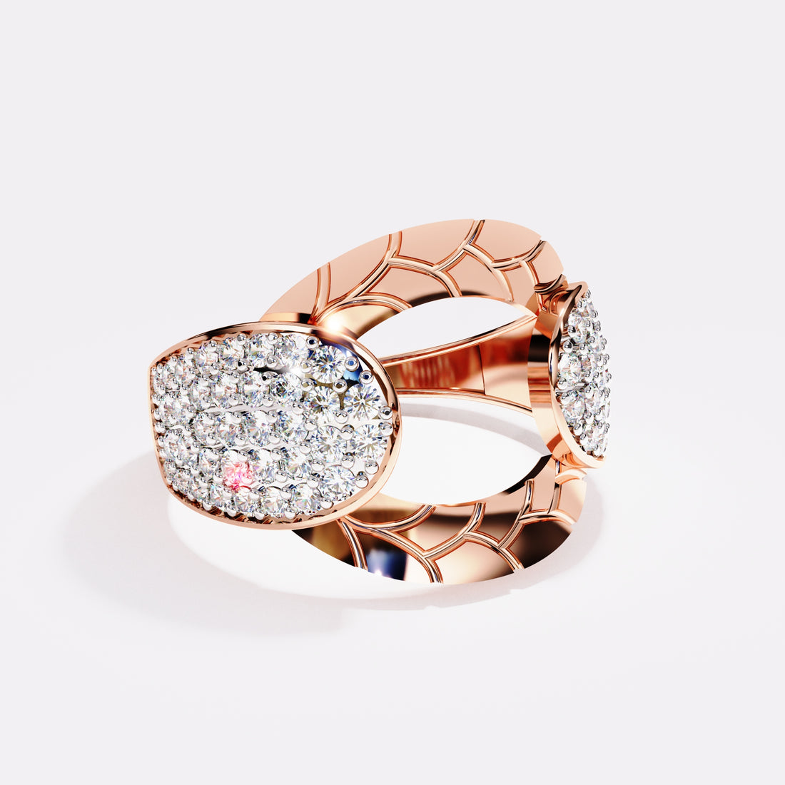 Geometric Oval Diamond Ring