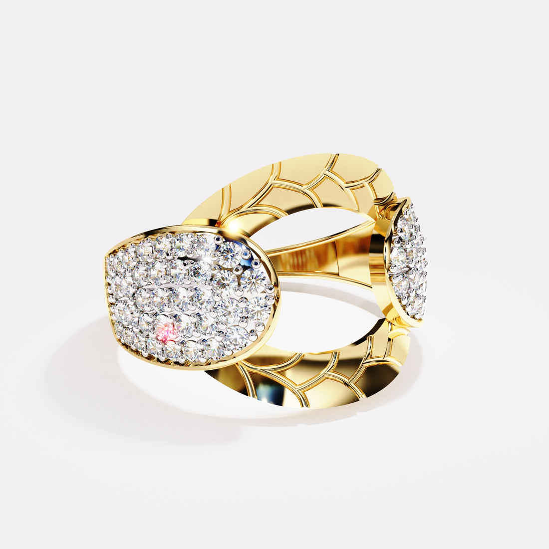 Geometric Oval Diamond Ring