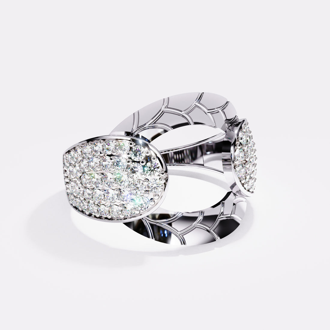 Geometric Oval Diamond Ring