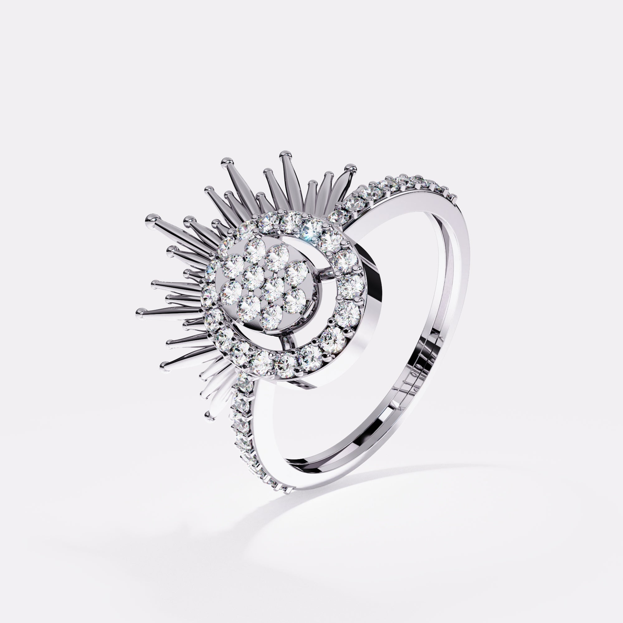 Embellished Drop Diamond Ring in 925 Silver
