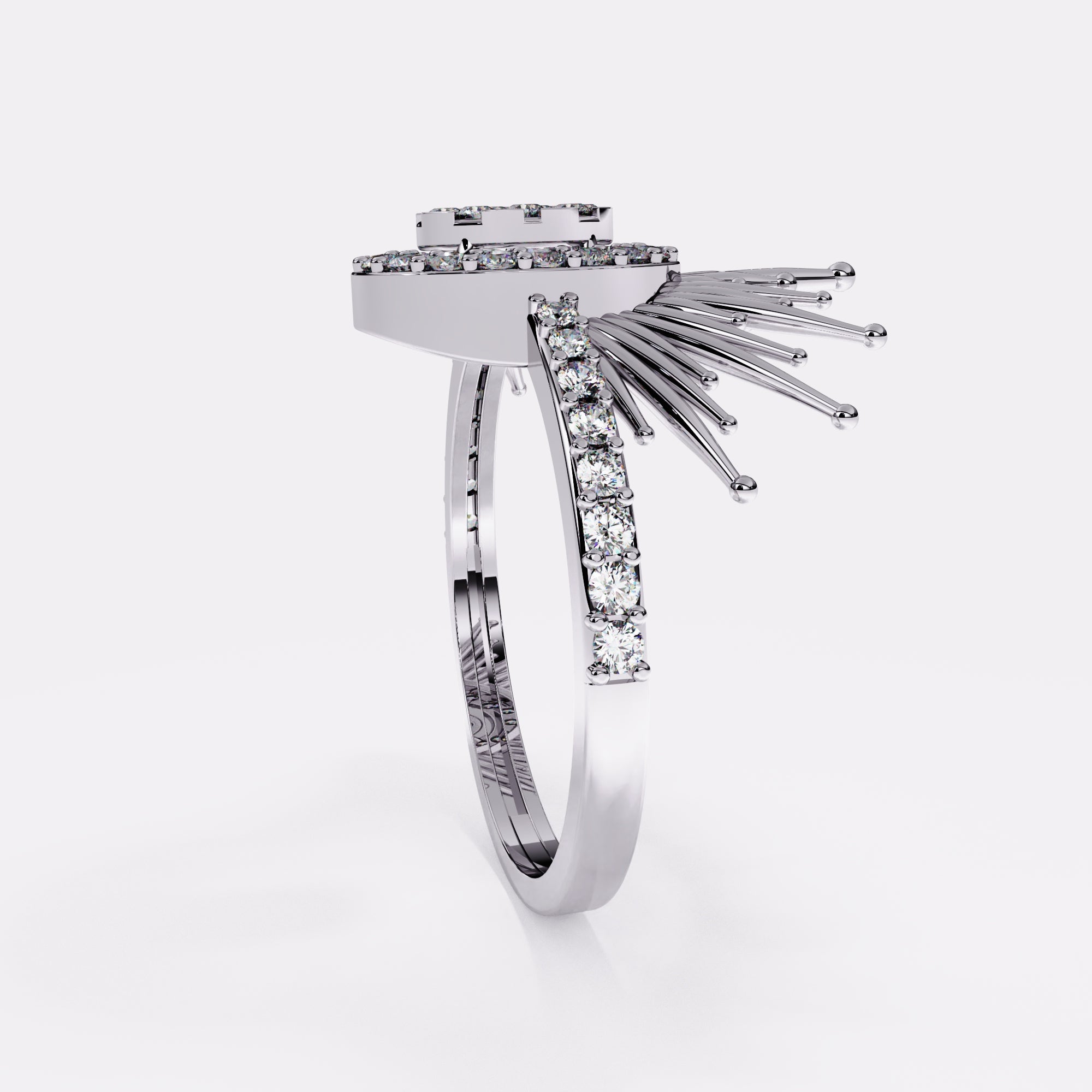 Embellished Drop Diamond Ring in 925 Silver