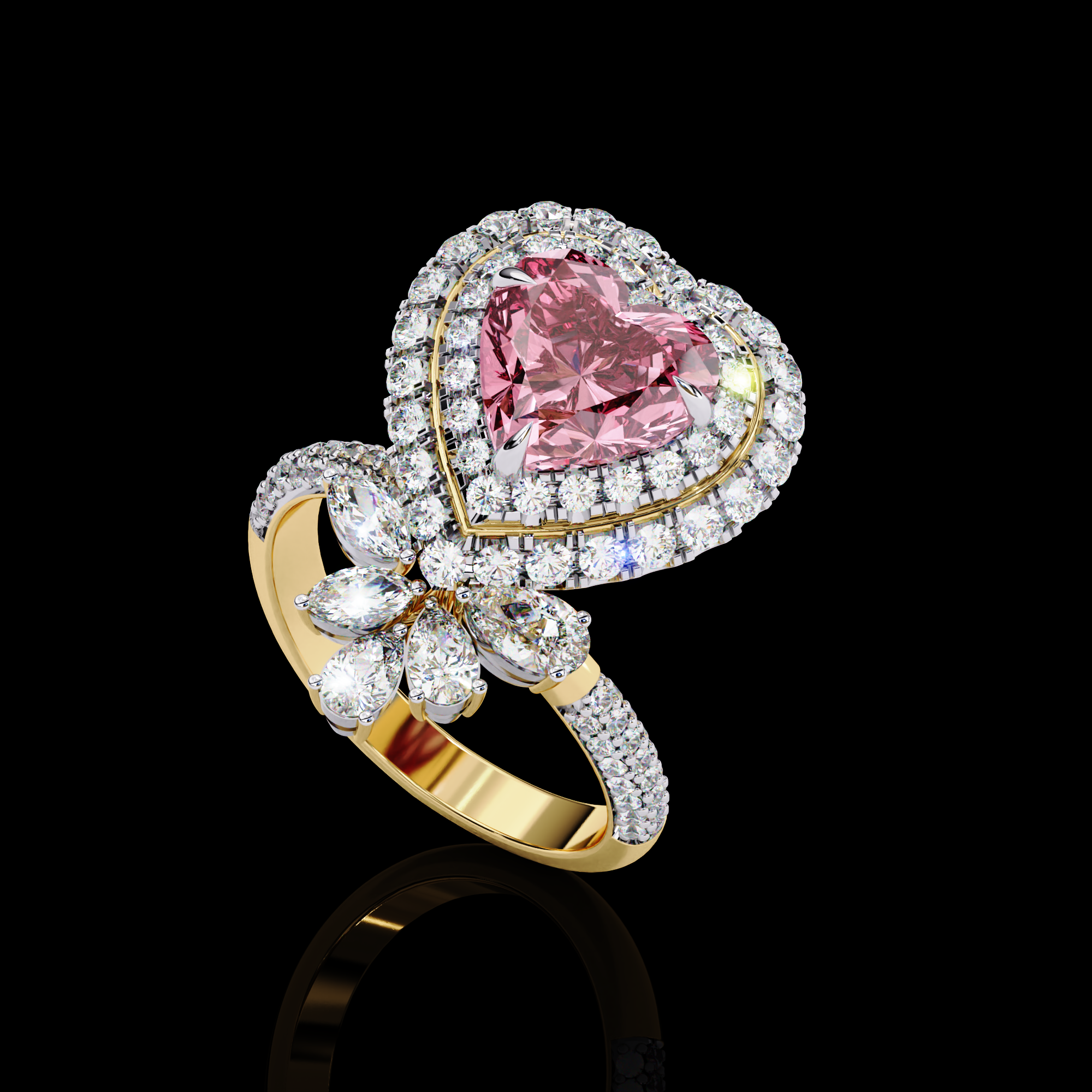 Treasured Pink Heart Diamond Ring