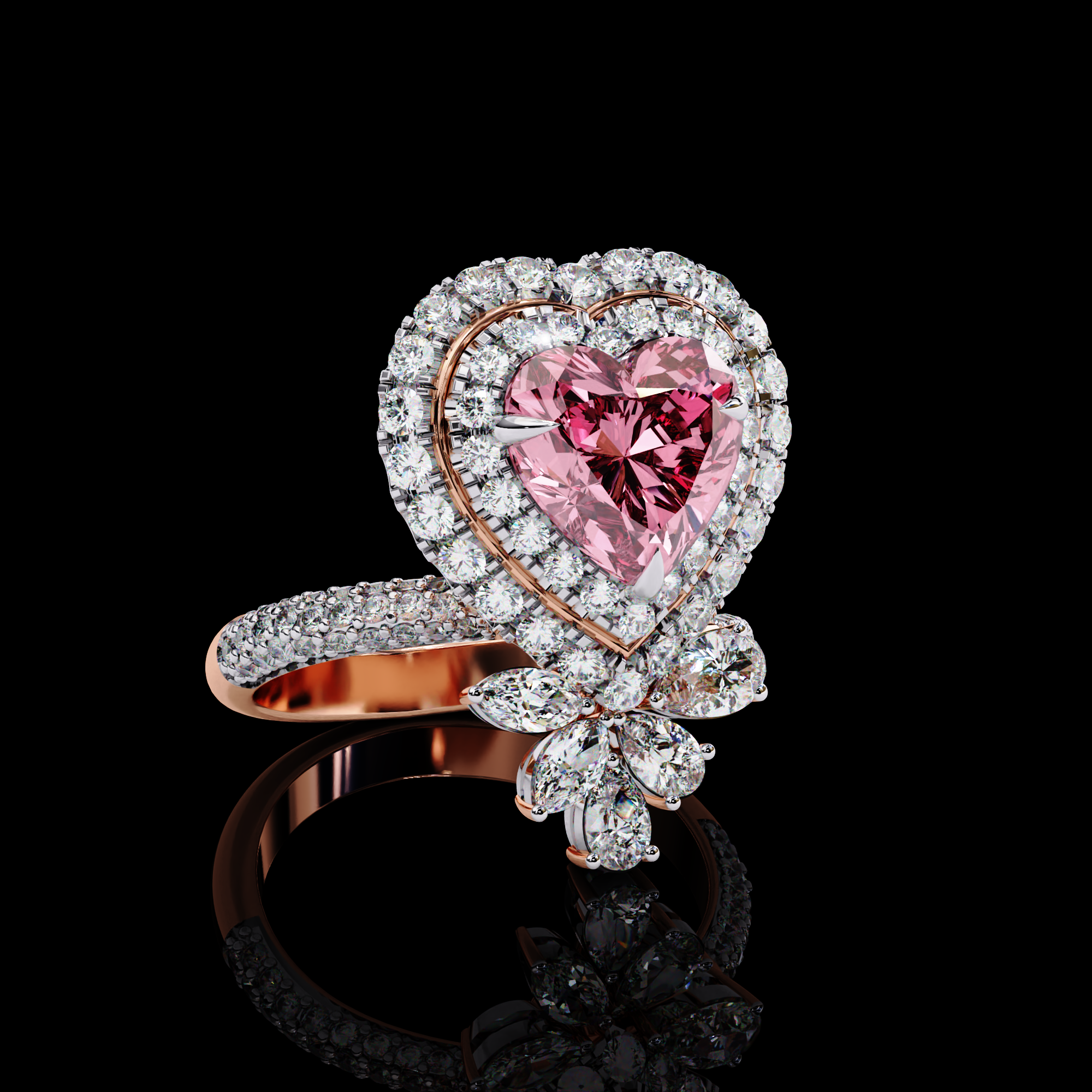 Treasured Pink Heart Diamond Ring