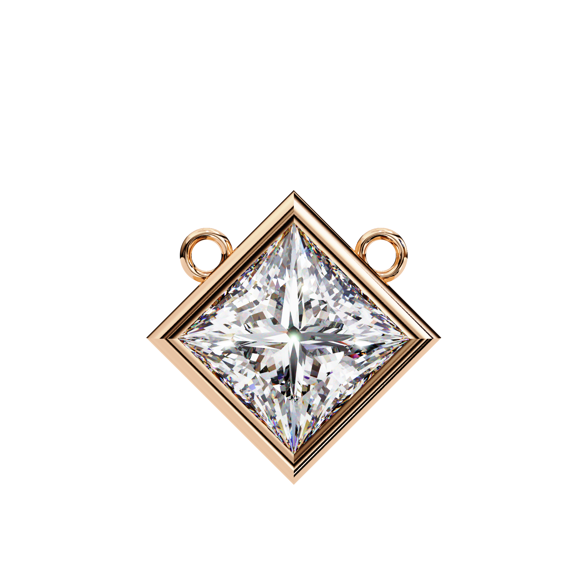 2 carats princess bezel Diamond pendant