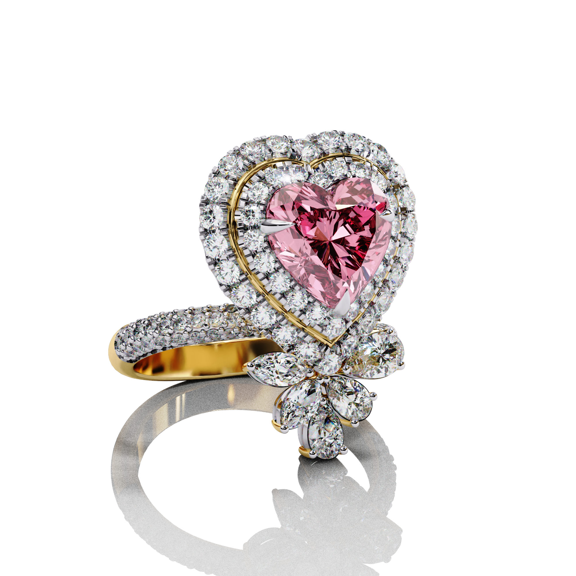 Treasured Pink Heart Diamond Ring
