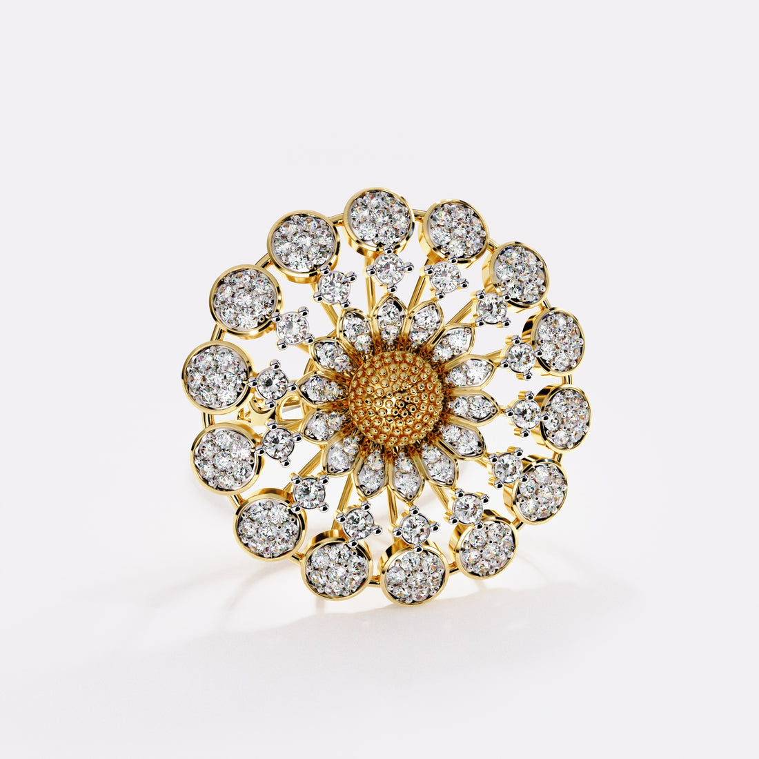 18k Gold Wide Cocktail Diamond Ring