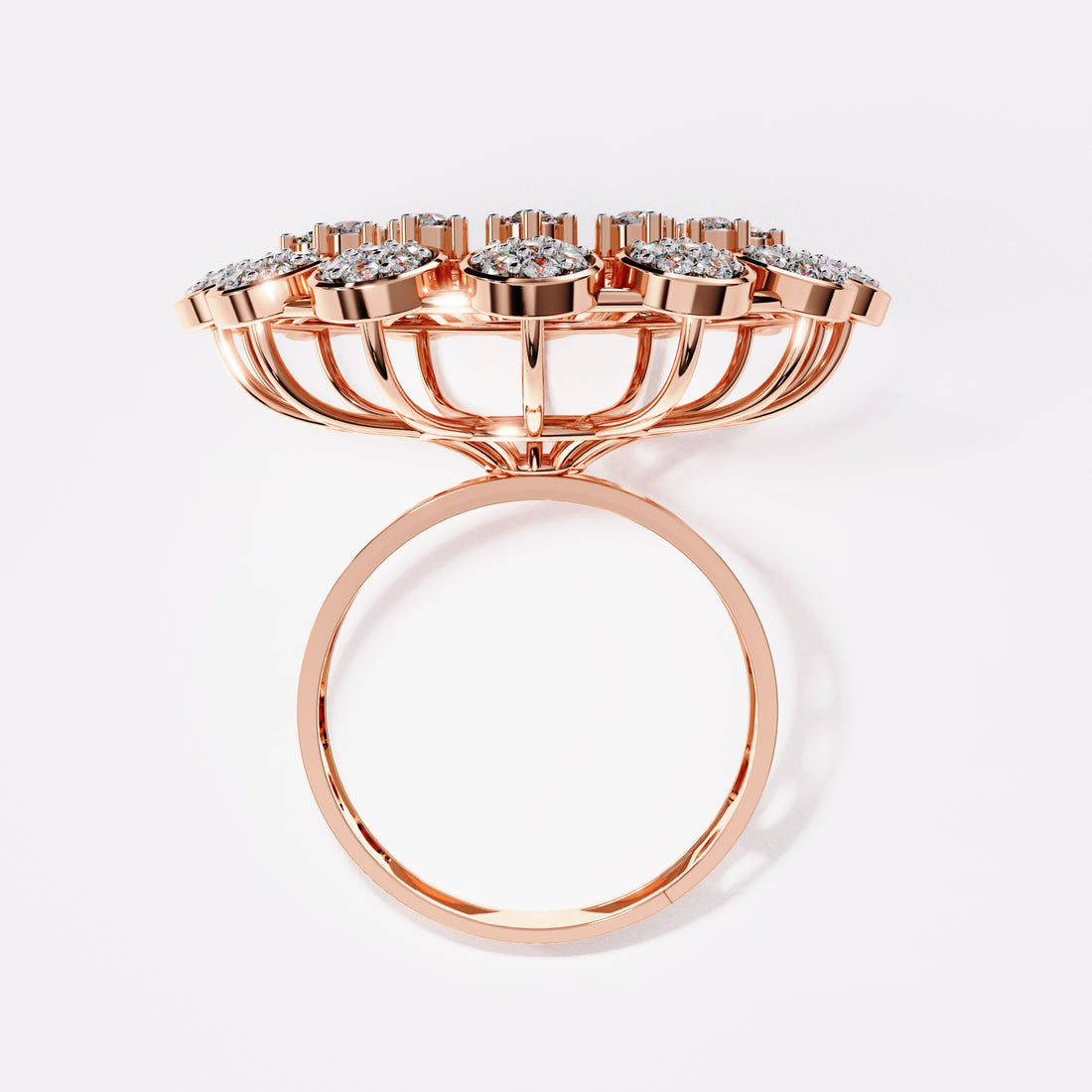 18k Gold Wide Cocktail Diamond Ring