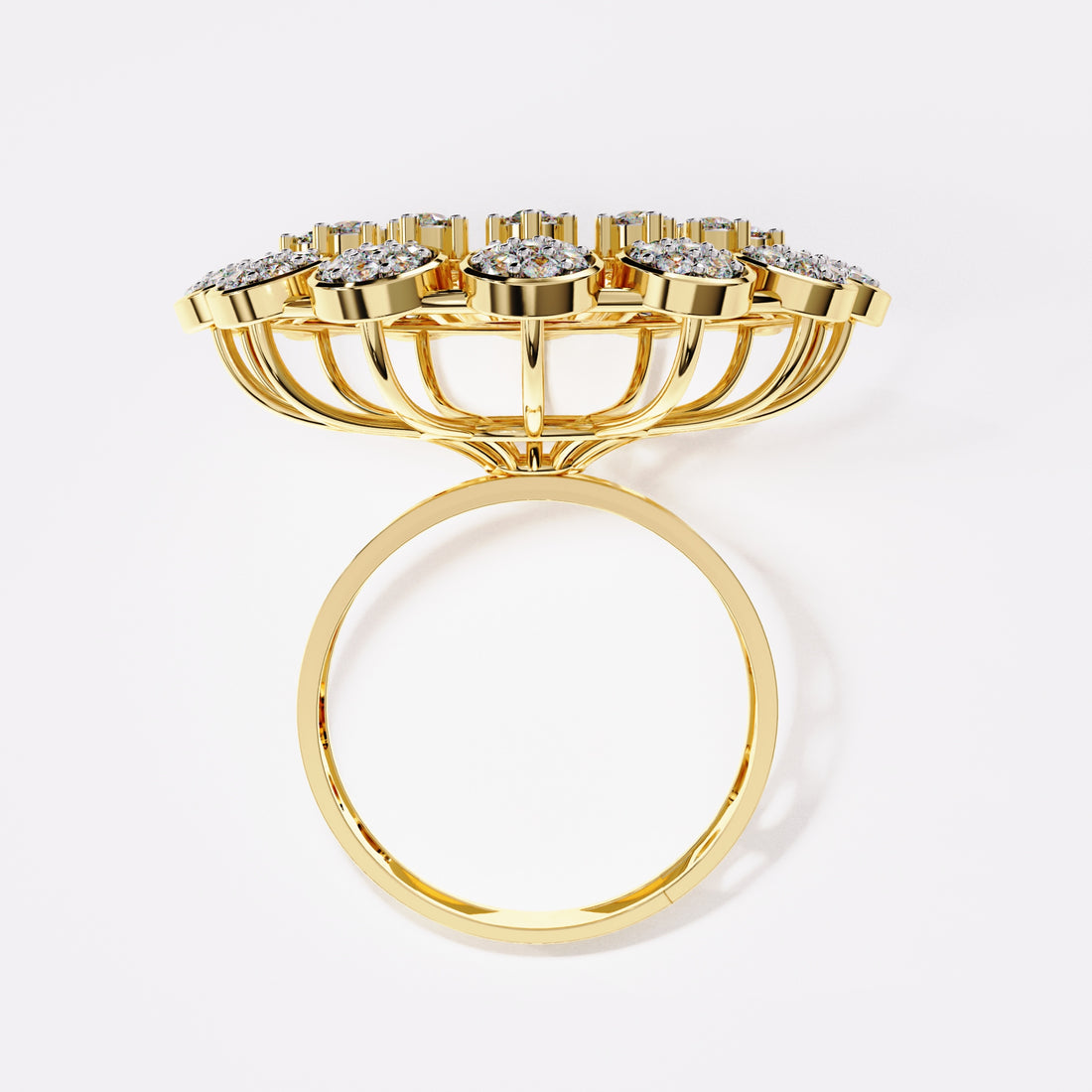 18k Gold Wide Cocktail Diamond Ring