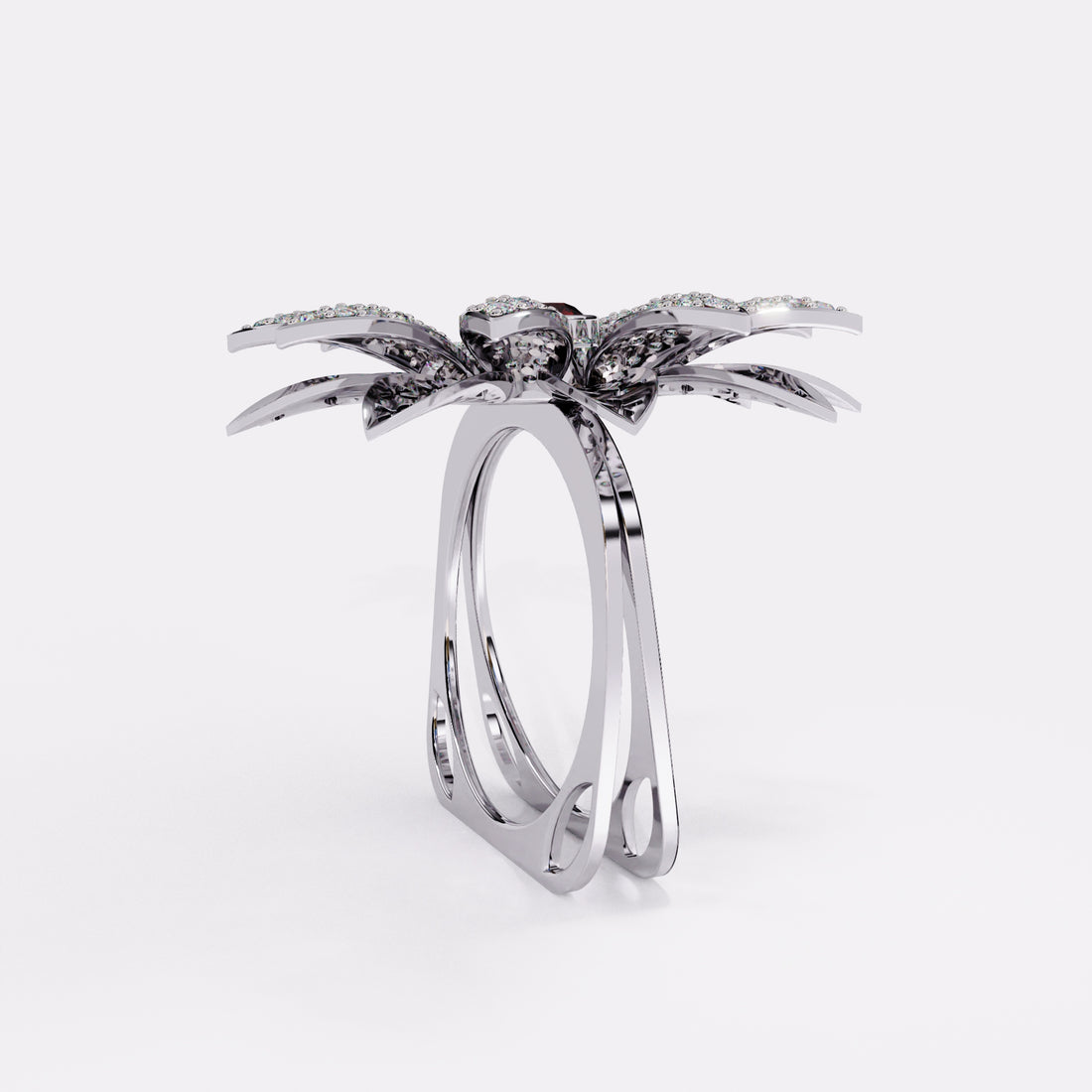 Abstract Flower Diamond Ring