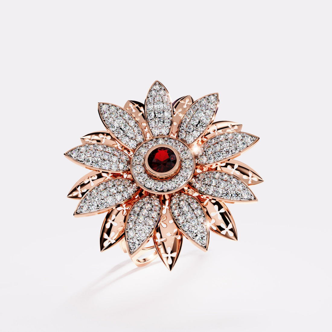 Abstract Flower Diamond Ring