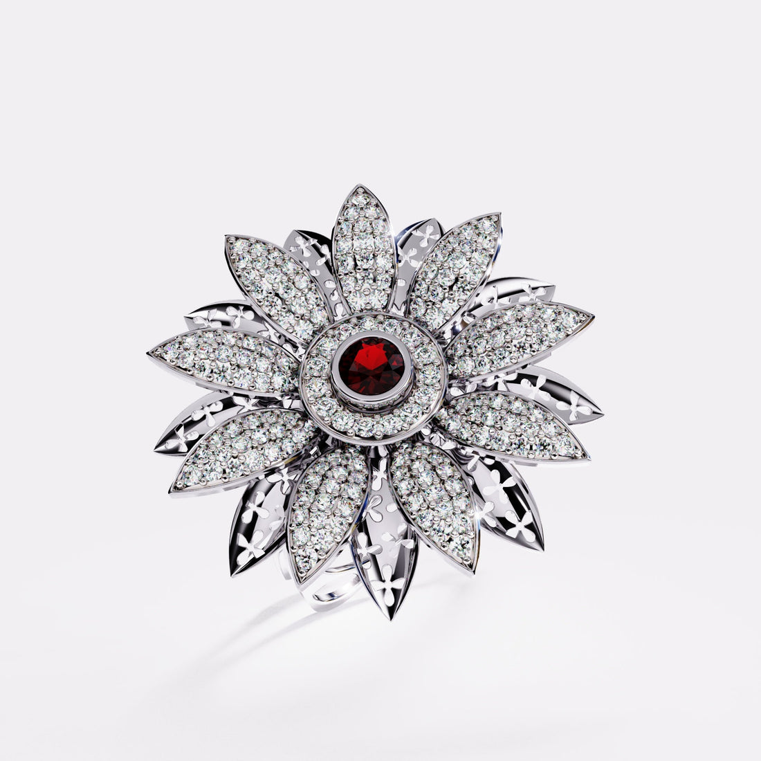 Abstract Flower Diamond Ring