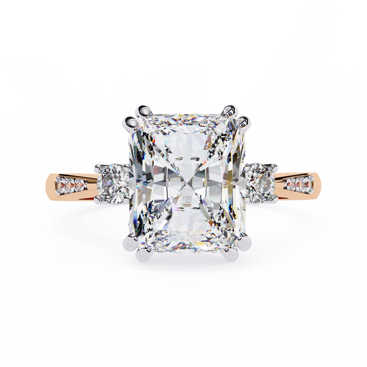 Statement Radiant Diamond Ring with Round Side Diamonds