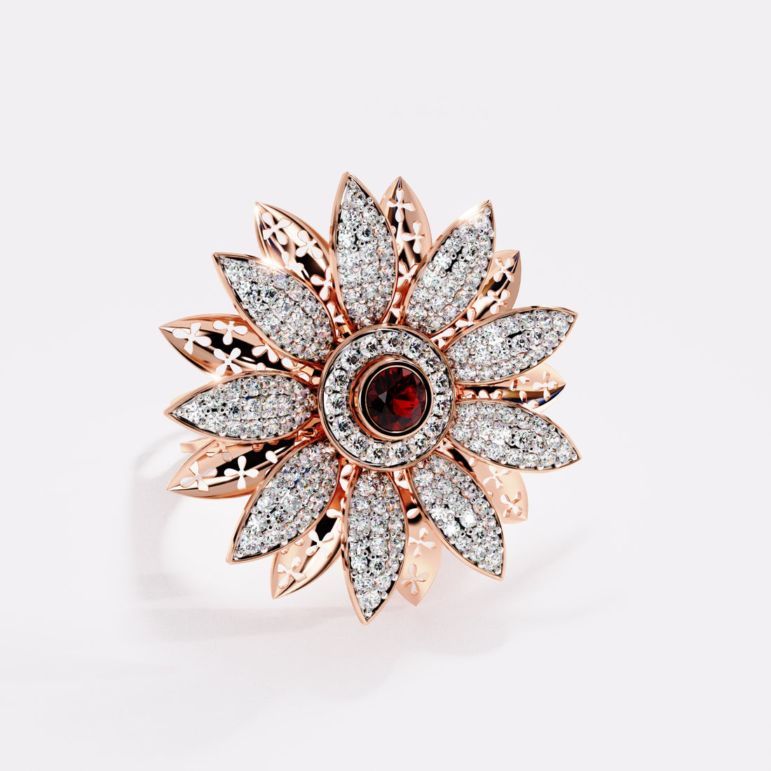 Abstract Flower Diamond Ring