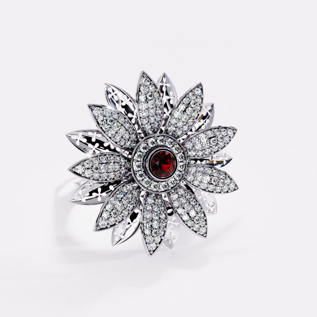 Abstract Flower Diamond Ring