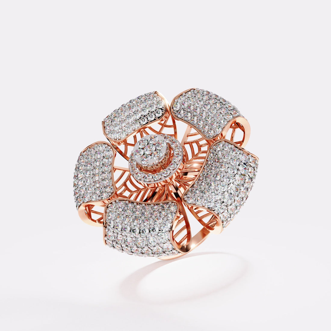 Fern-Petal Diamond Ring