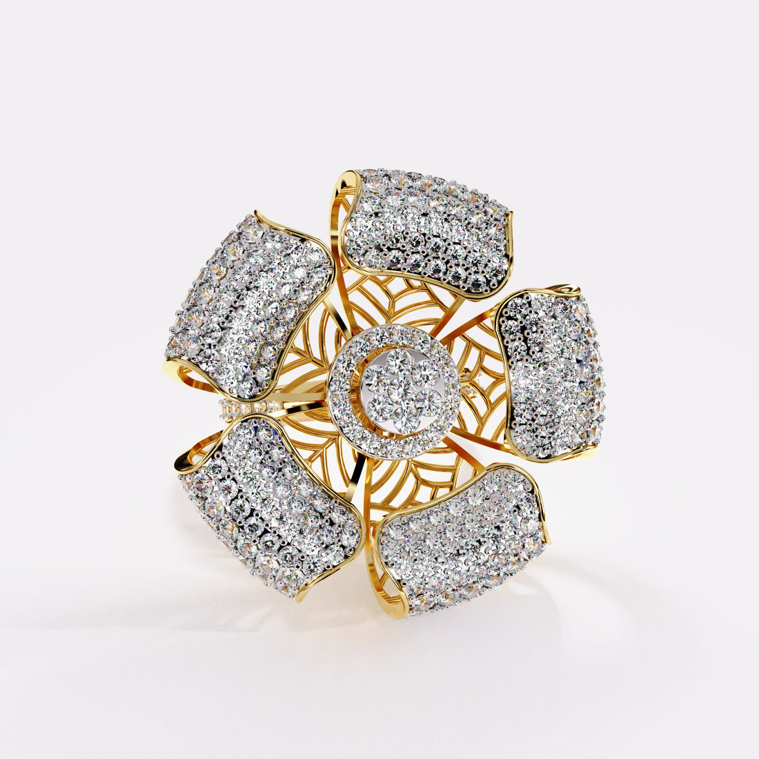 Fern-Petal Diamond Ring