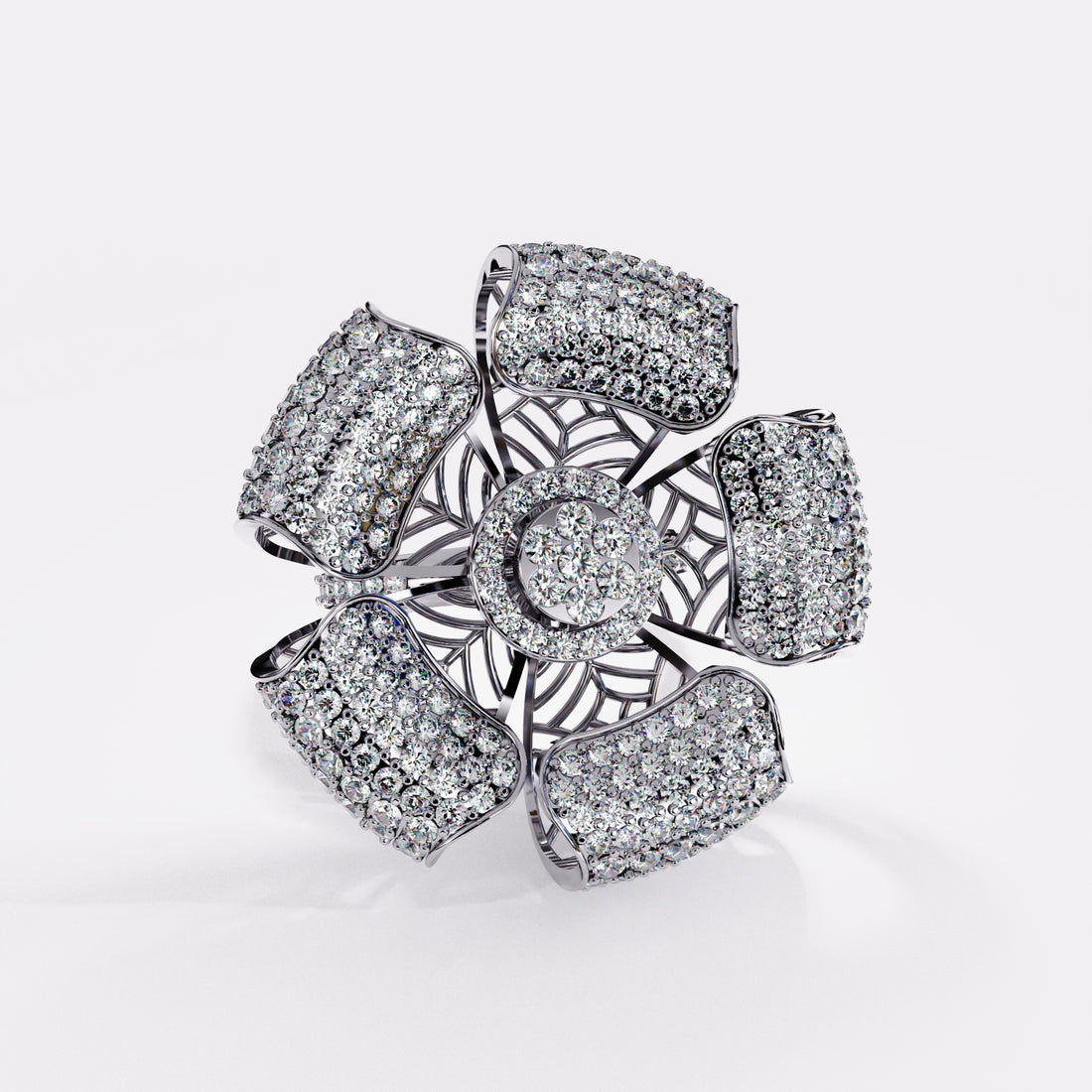 Fern-Petal Diamond Ring