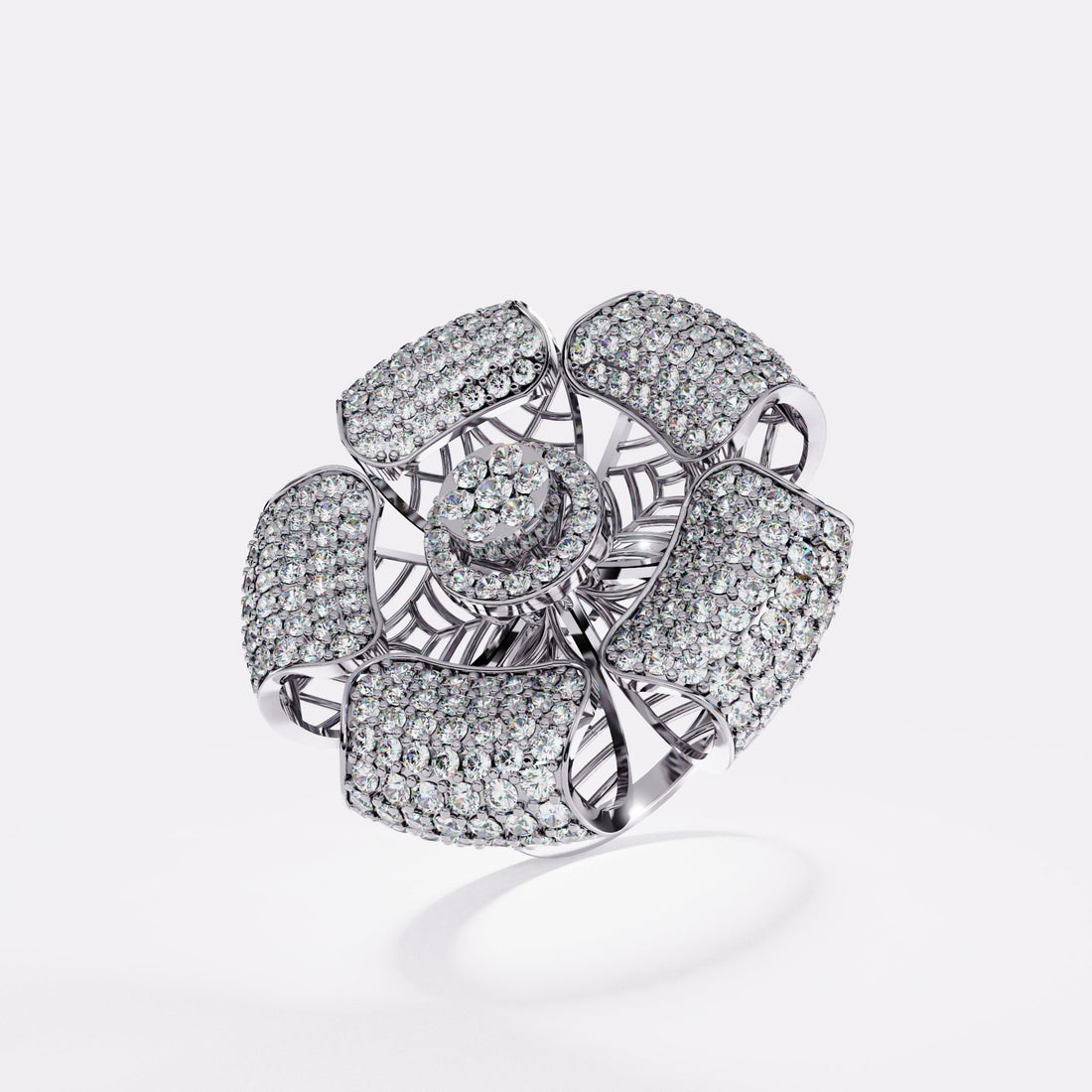 Fern-Petal Diamond Ring