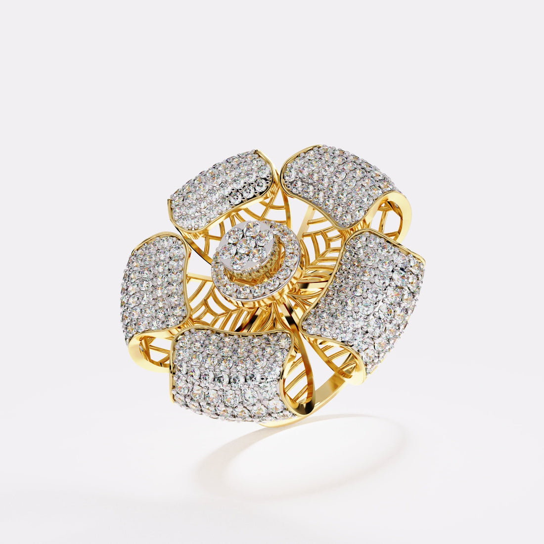 Fern-Petal Diamond Ring