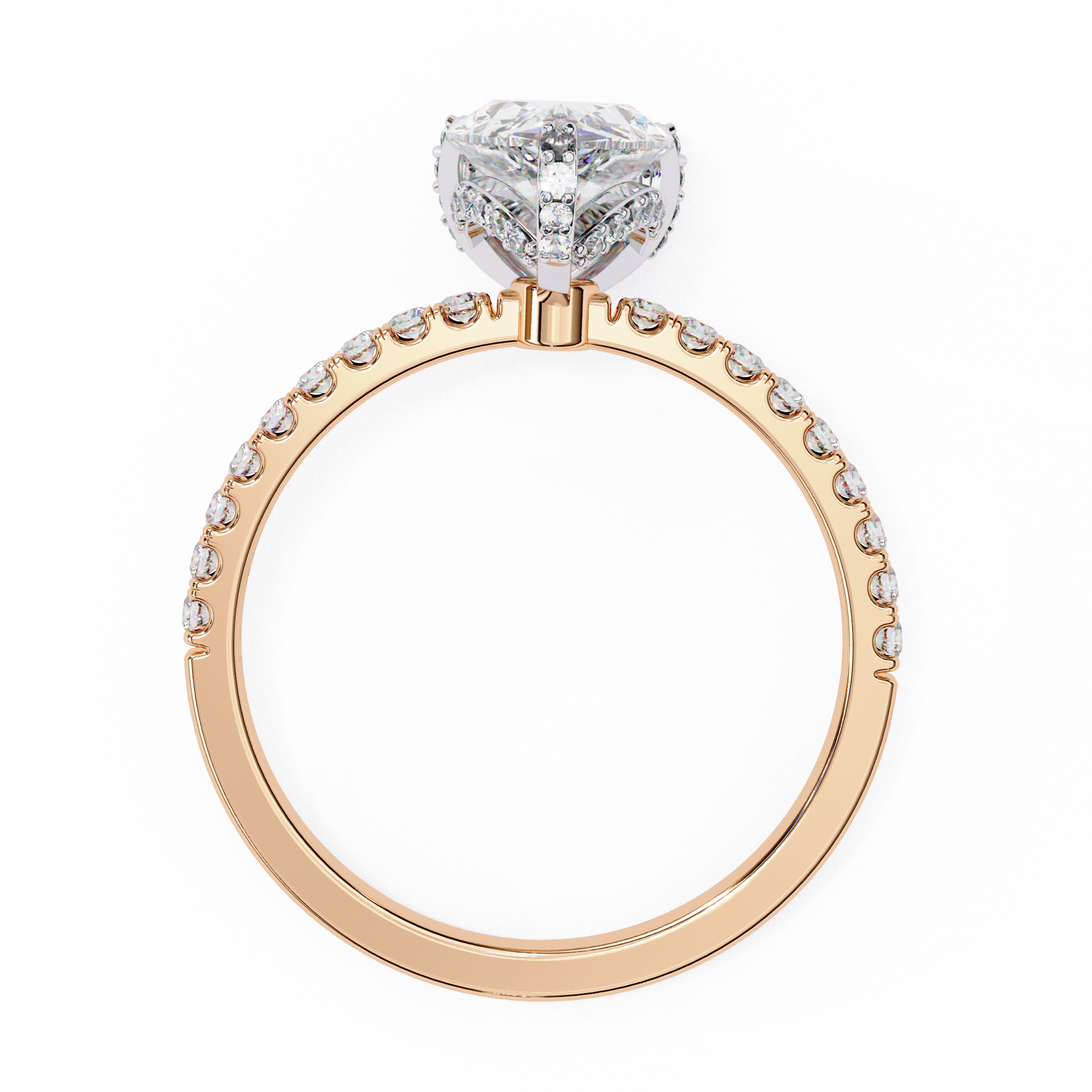 Classic Pear Shaped Diamond Ring with Pave Ring