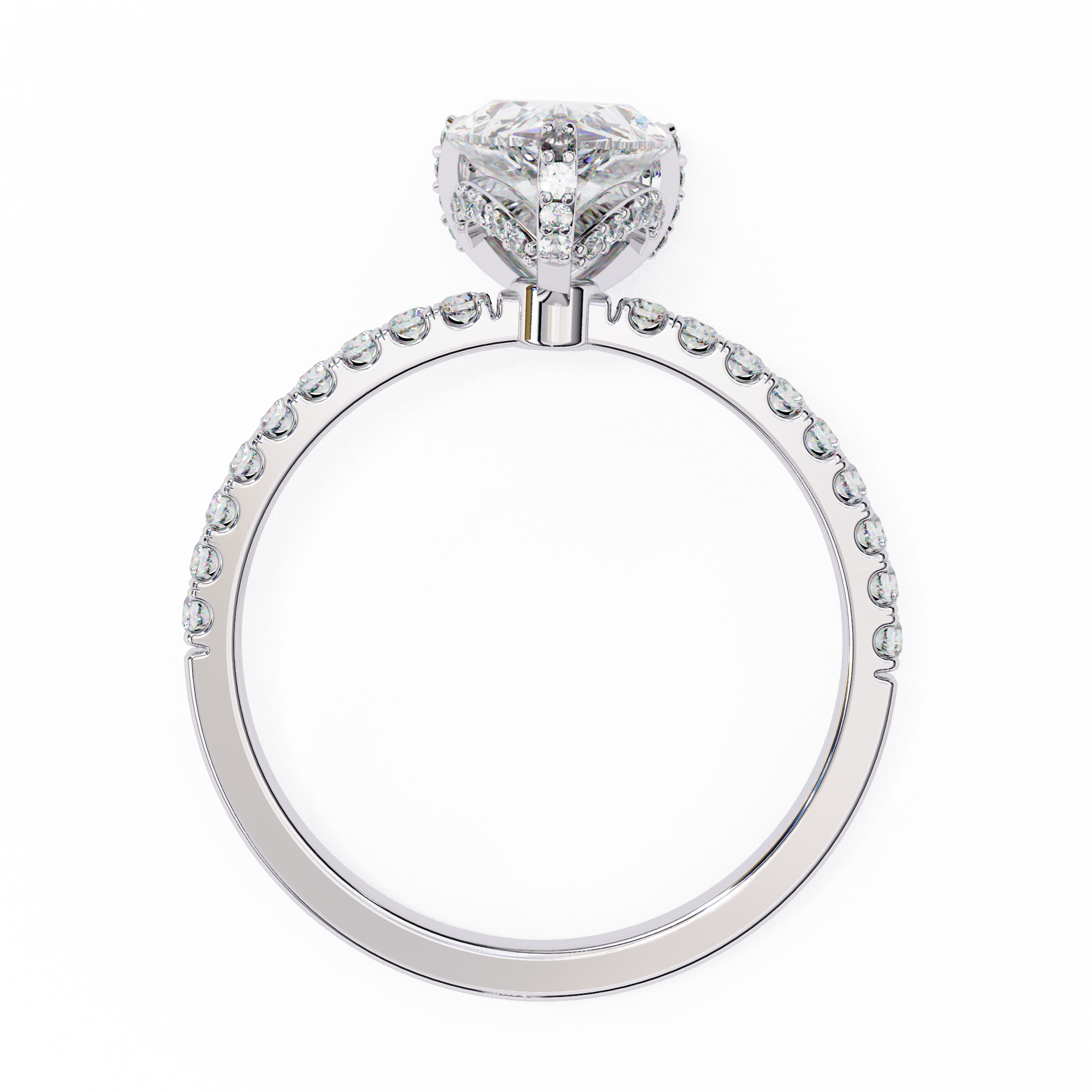 Classic Pear Shaped Diamond Ring with Pave Ring
