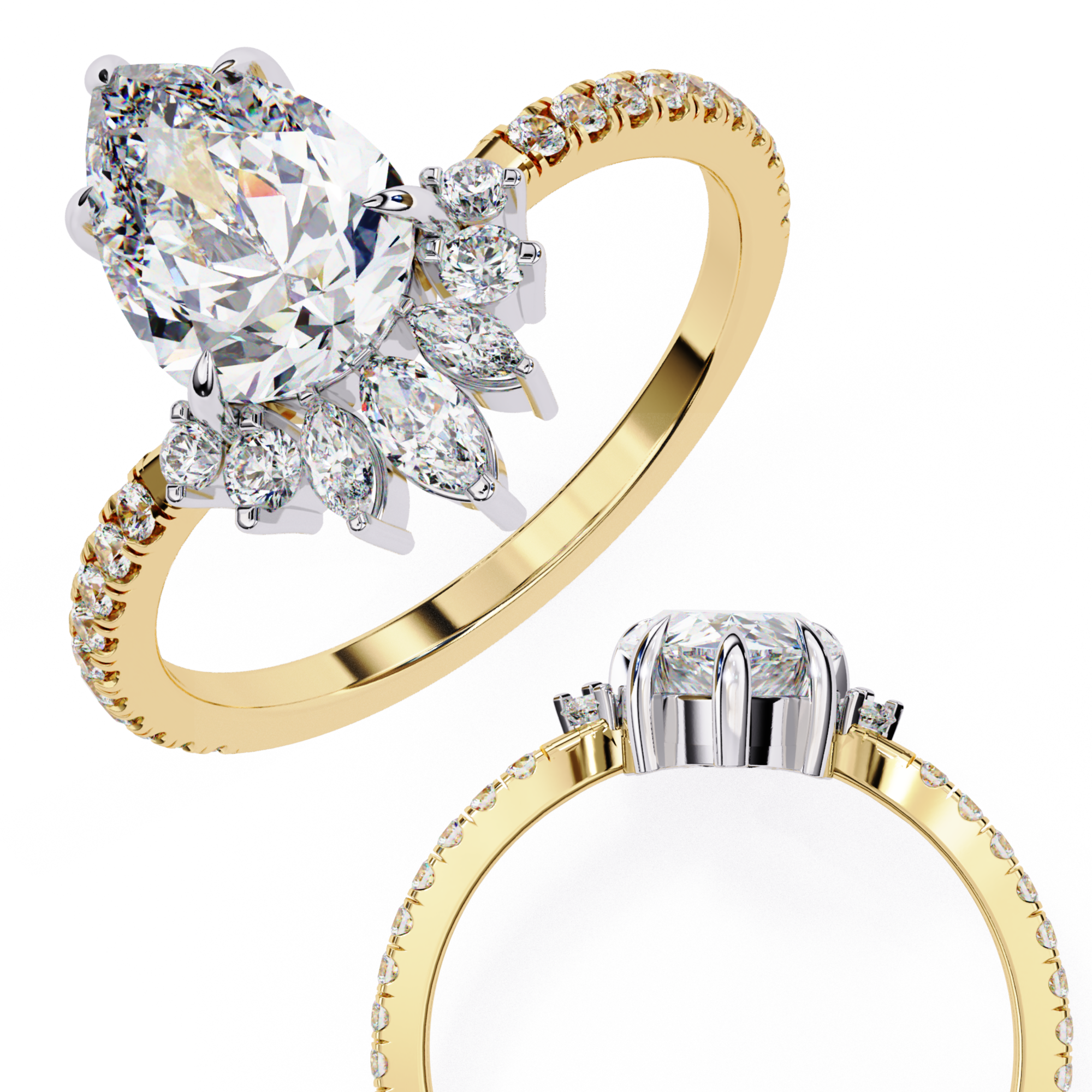 Statement Pear Shaped Lab Grown Diamond Ring