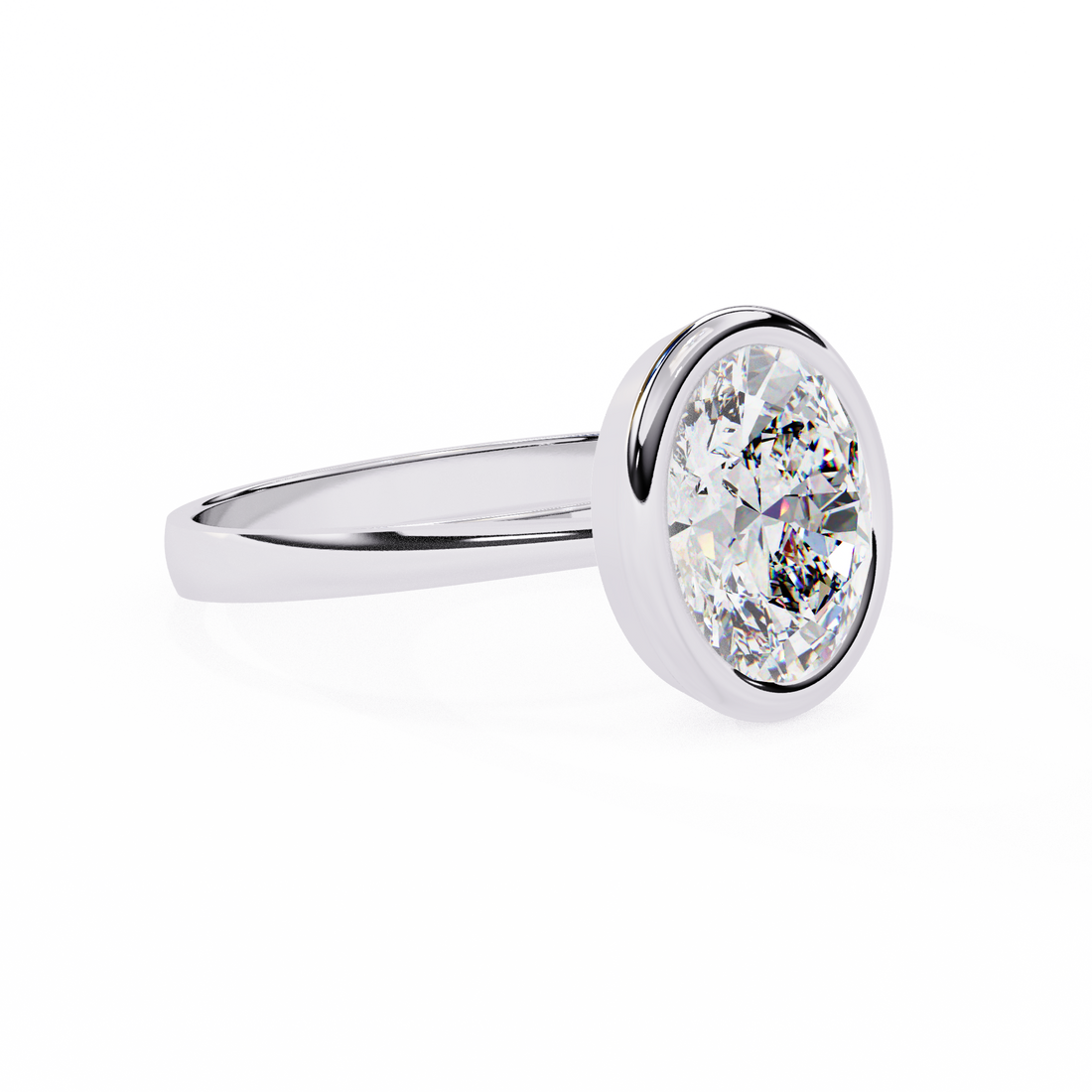 Unique Bezel Set Oval Diamond Ring