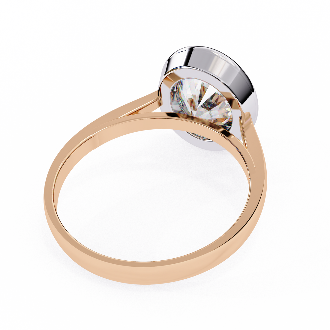 Unique Bezel Set Oval Diamond Ring