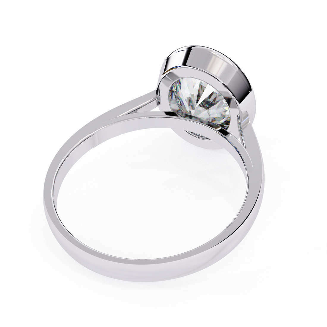 Unique Bezel Set Oval Diamond Ring