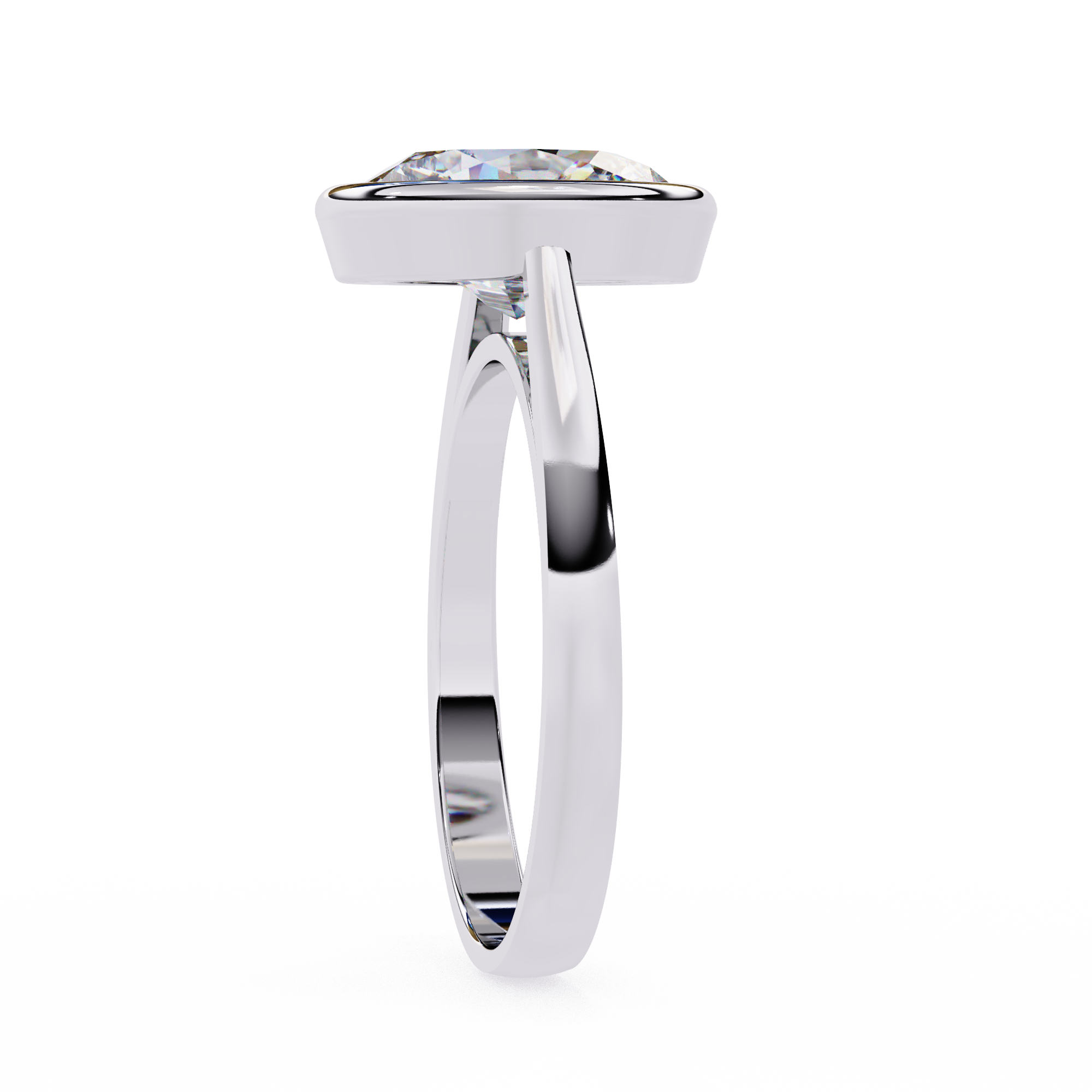 Unique Bezel Set Oval Diamond Ring