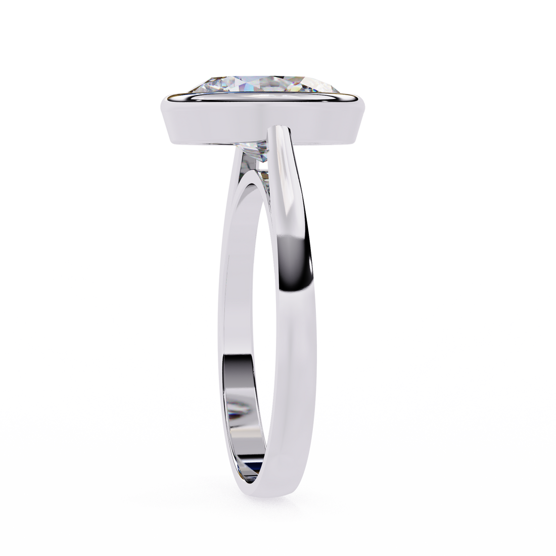Unique Bezel Set Oval Diamond Ring