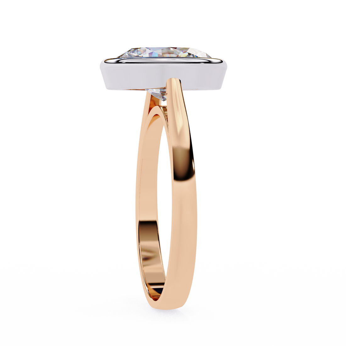 Unique Bezel Set Oval Diamond Ring