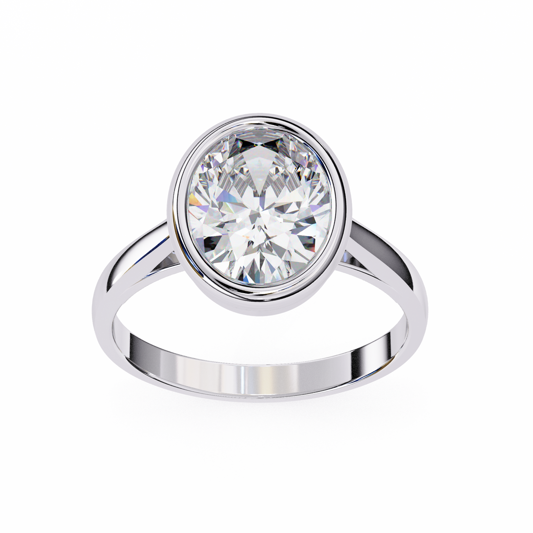 Unique Bezel Set Oval Diamond Ring