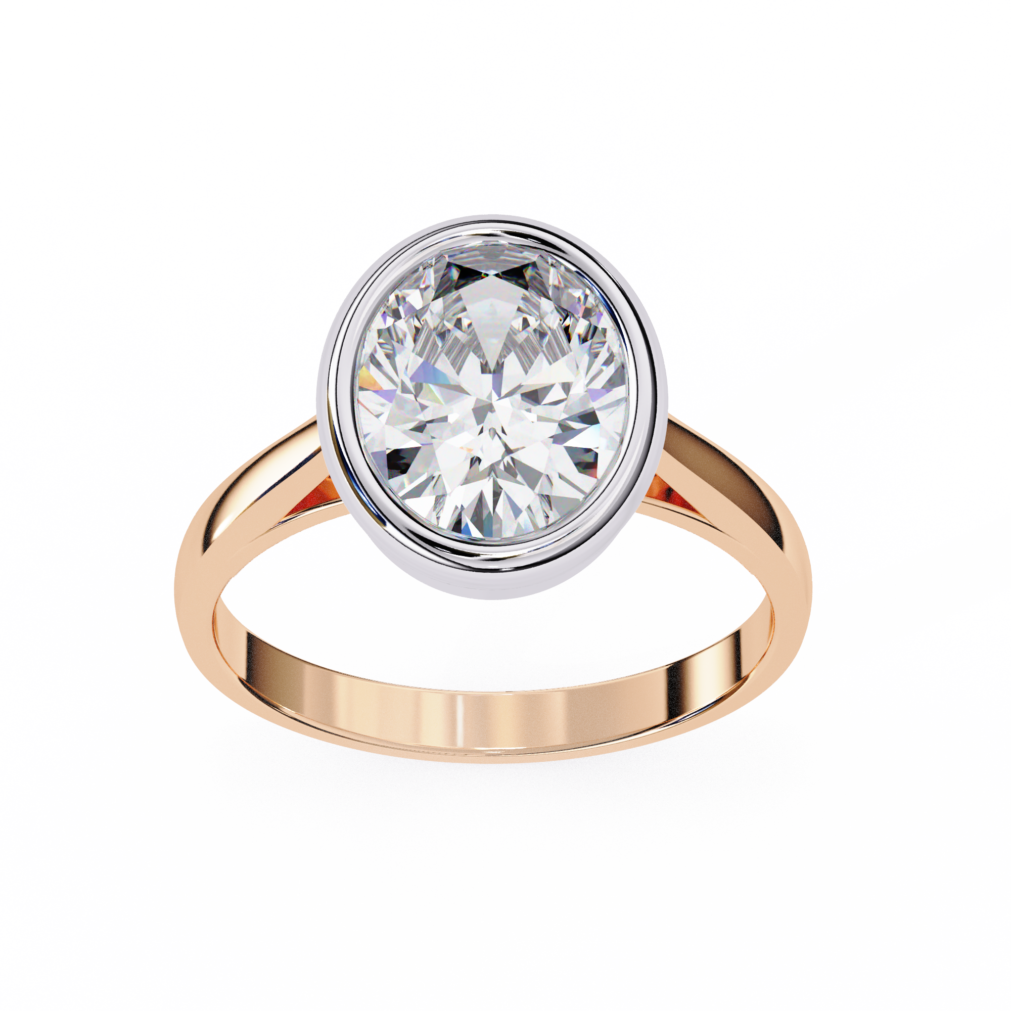 Unique Bezel Set Oval Diamond Ring