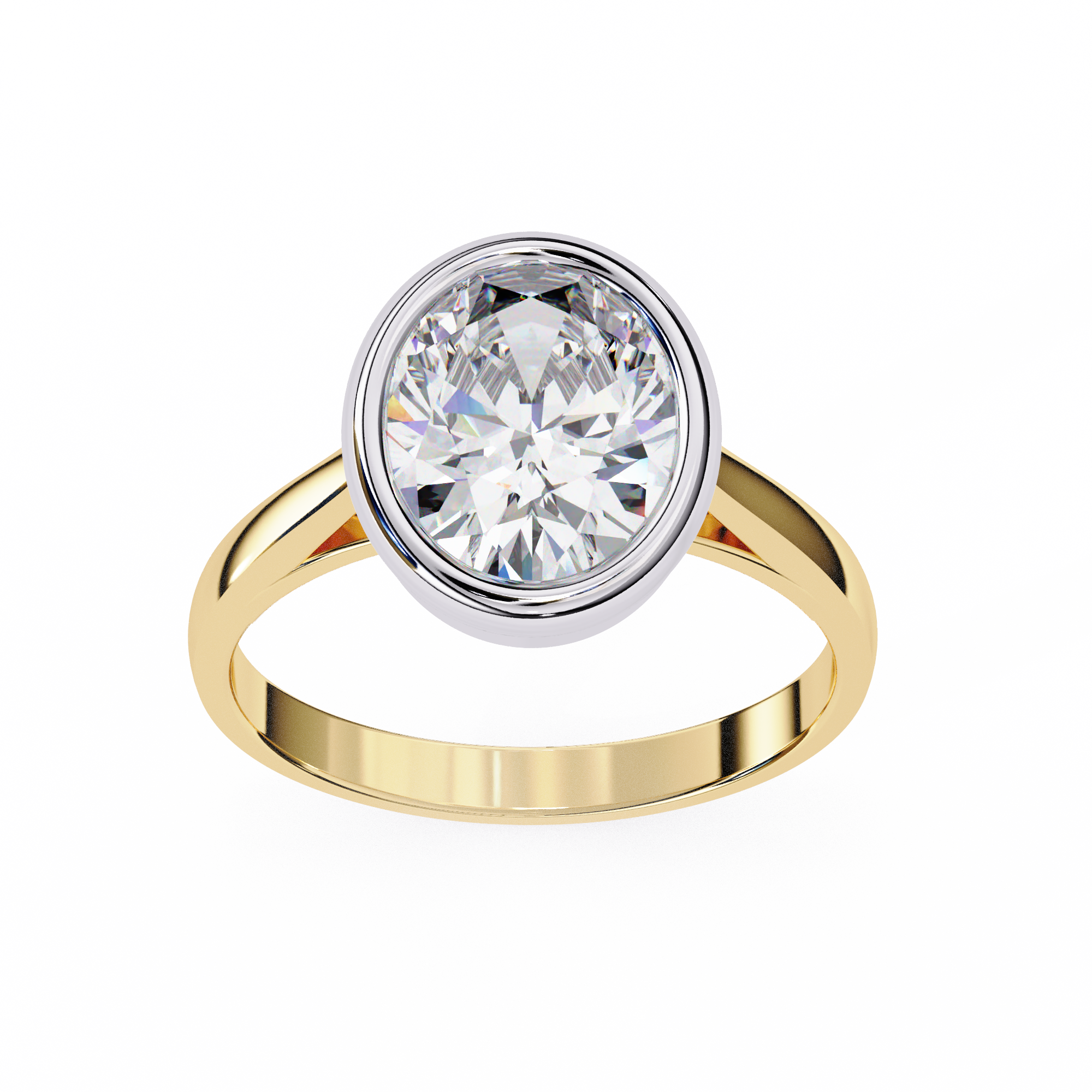 Unique Bezel Set Oval Diamond Ring