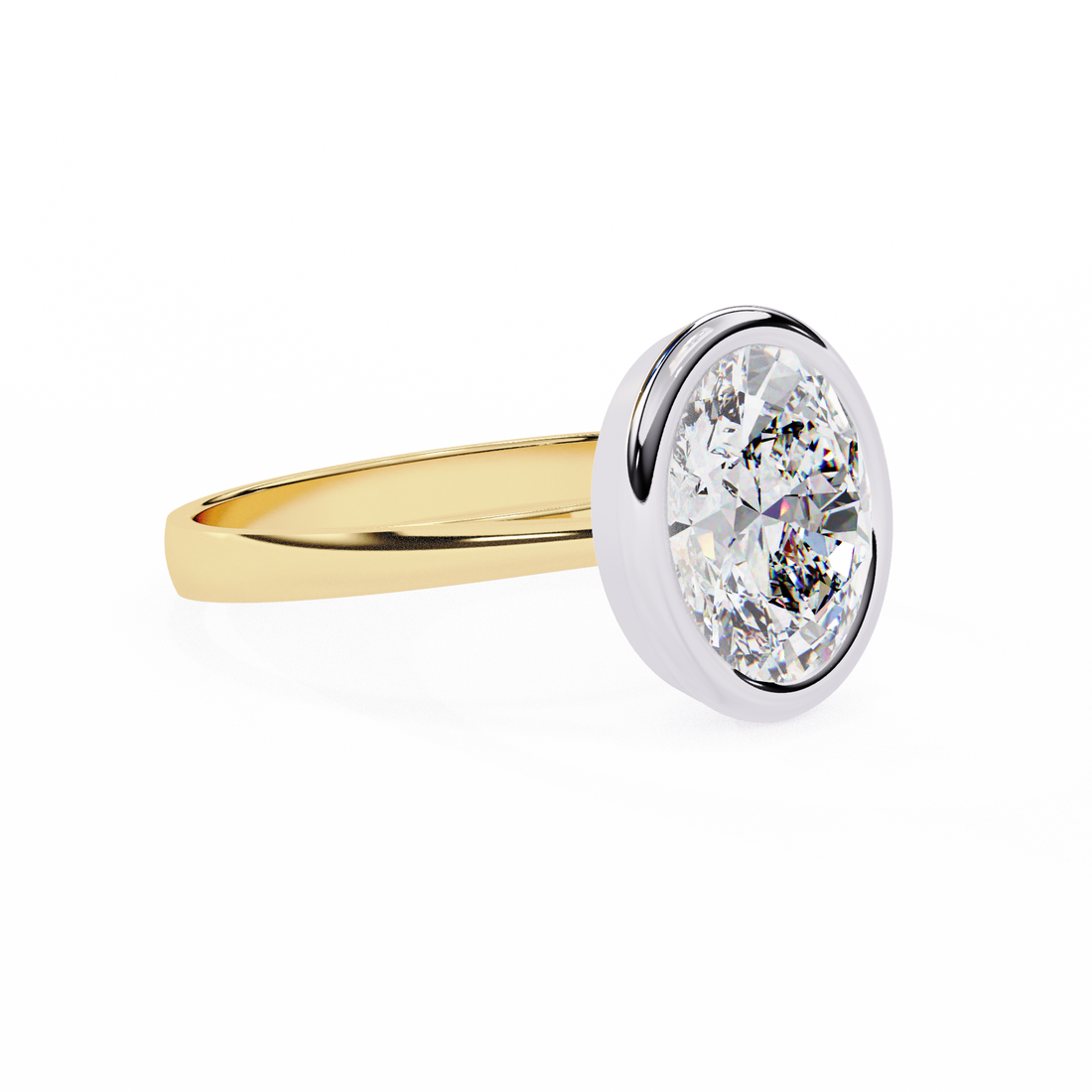 Unique Bezel Set Oval Diamond Ring