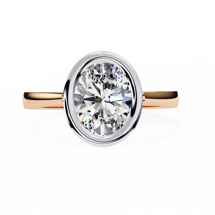 Unique Bezel Set Oval Diamond Ring