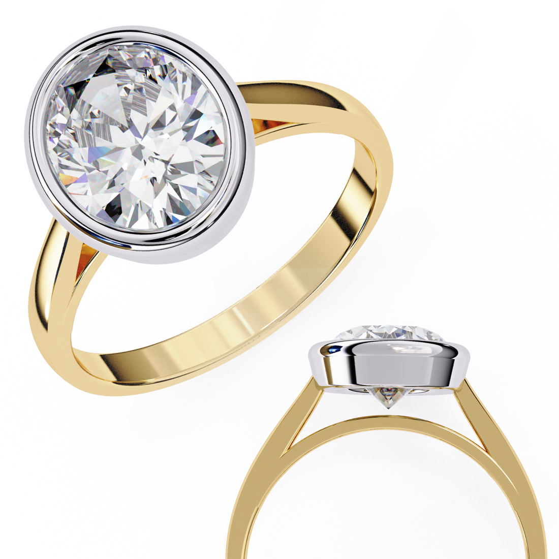 Unique Bezel Set Oval Diamond Ring