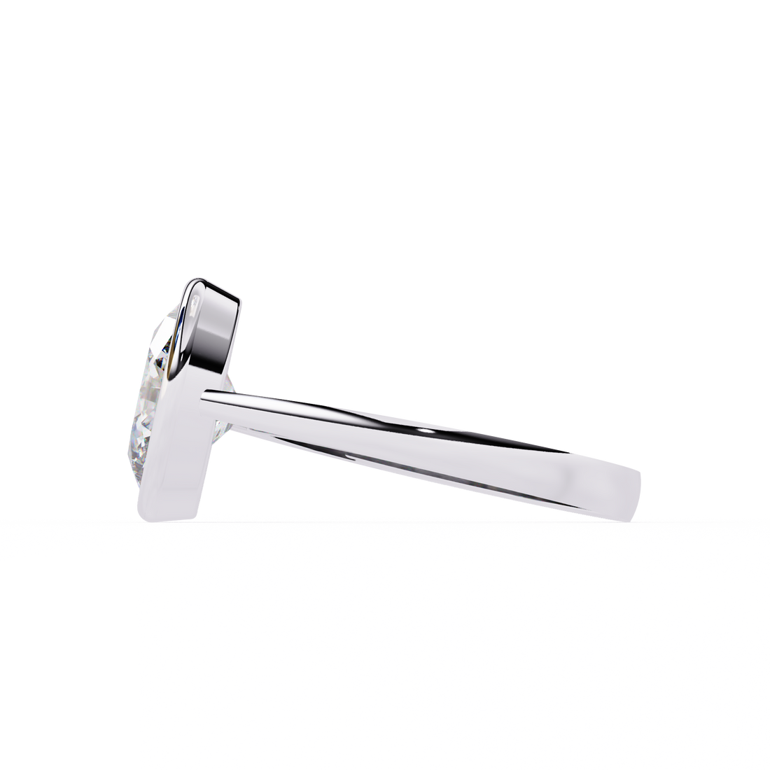 Unique Bezel Set Oval Diamond Ring