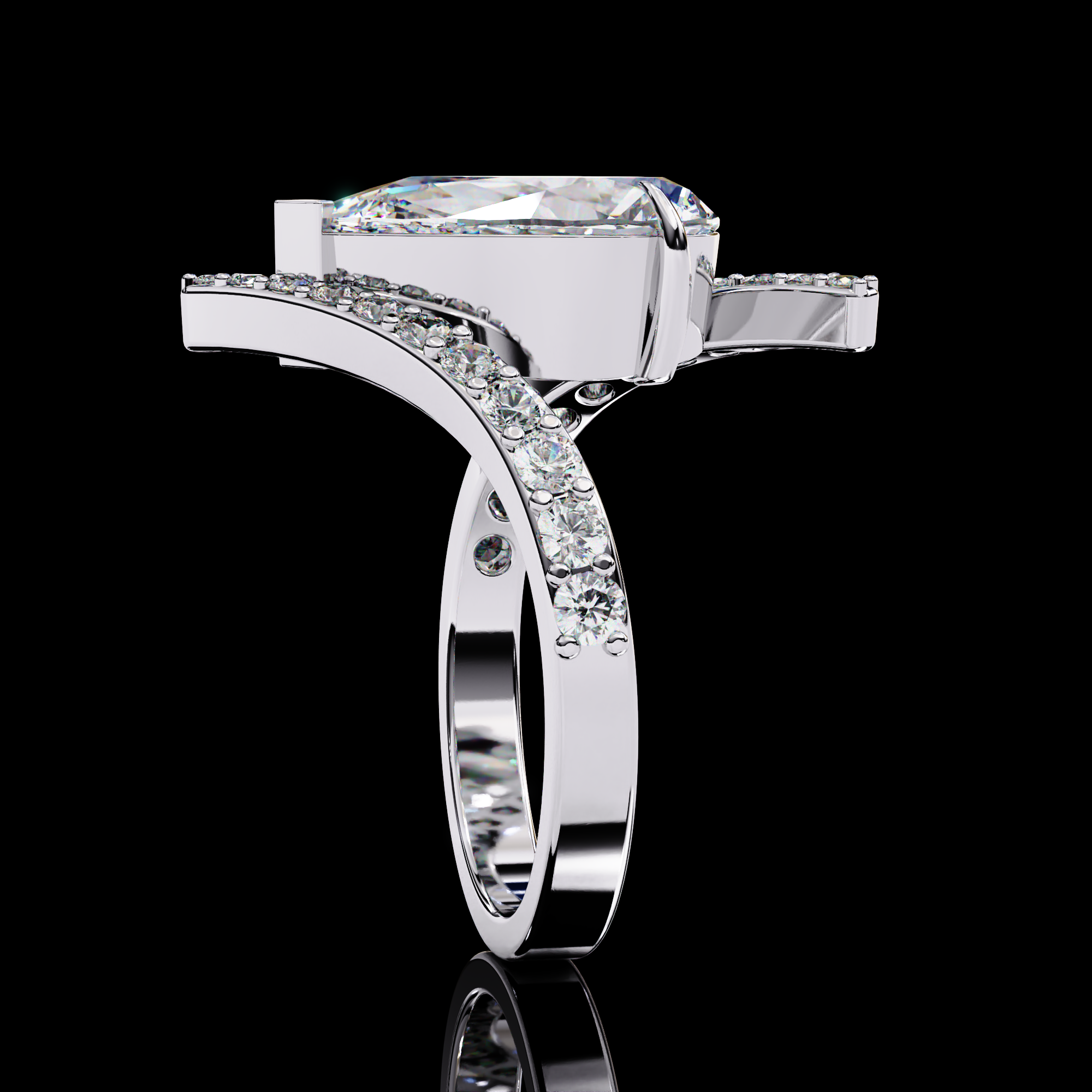 Elegant Wave Solitaire Diamond Ring