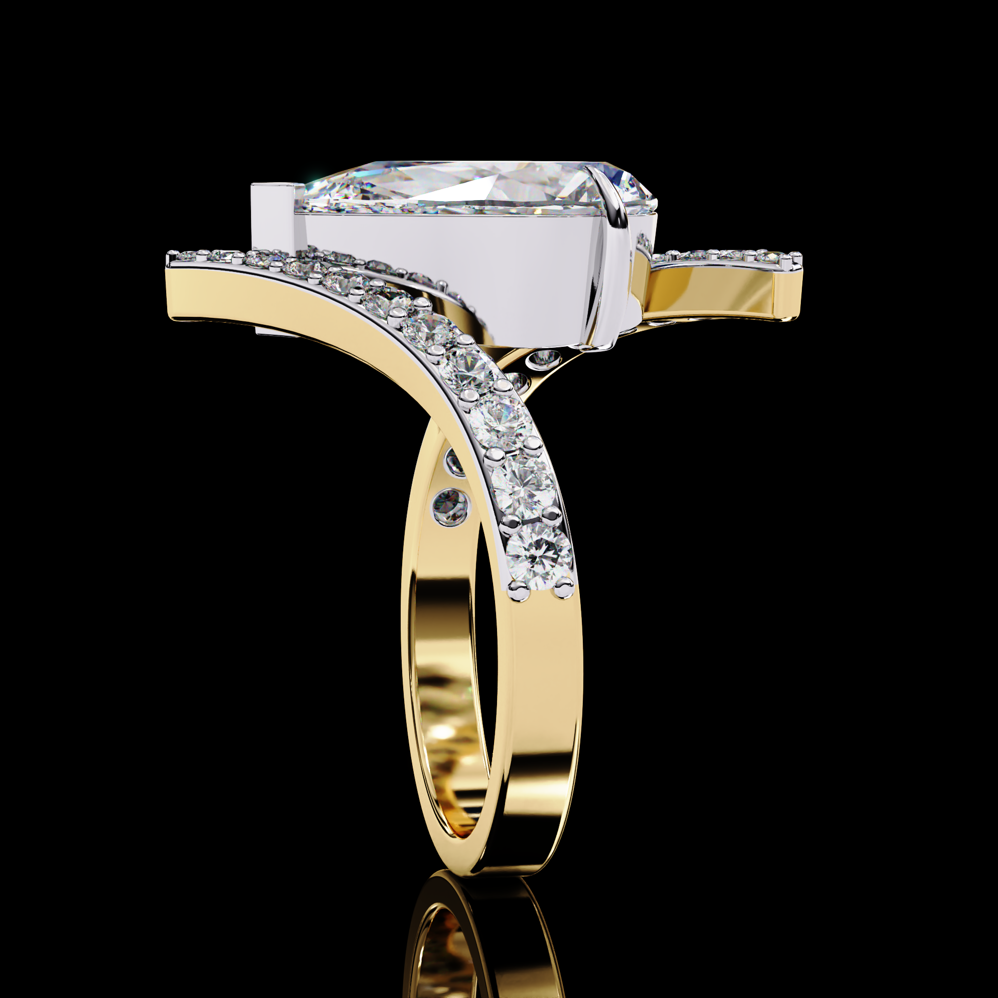 Elegant Wave Solitaire Diamond Ring