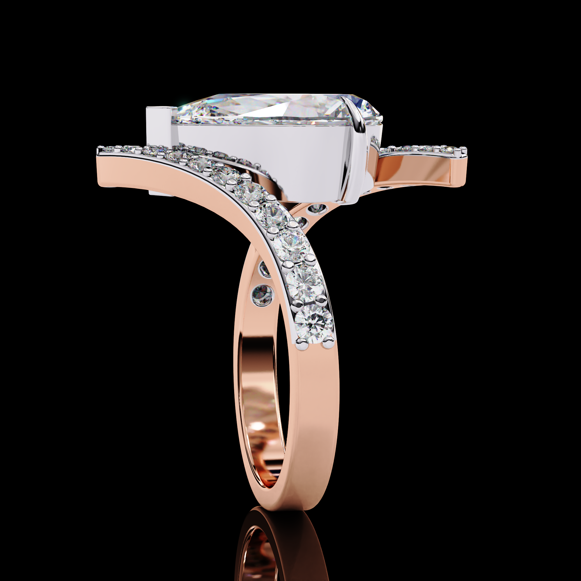 Elegant Wave Solitaire Diamond Ring