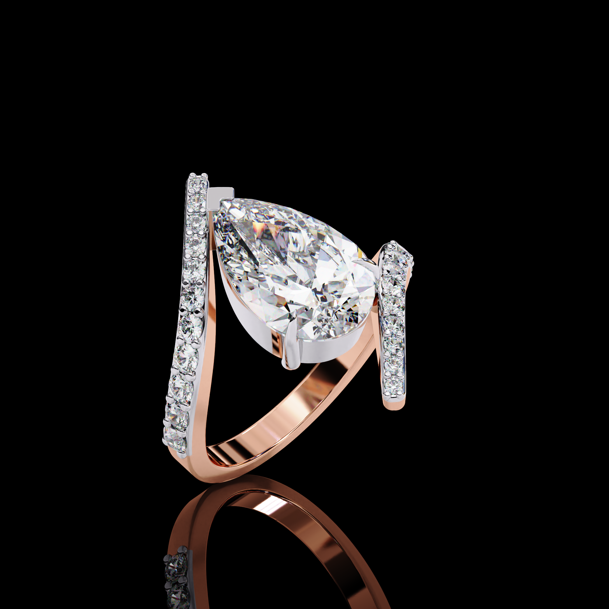Elegant Wave Solitaire Diamond Ring