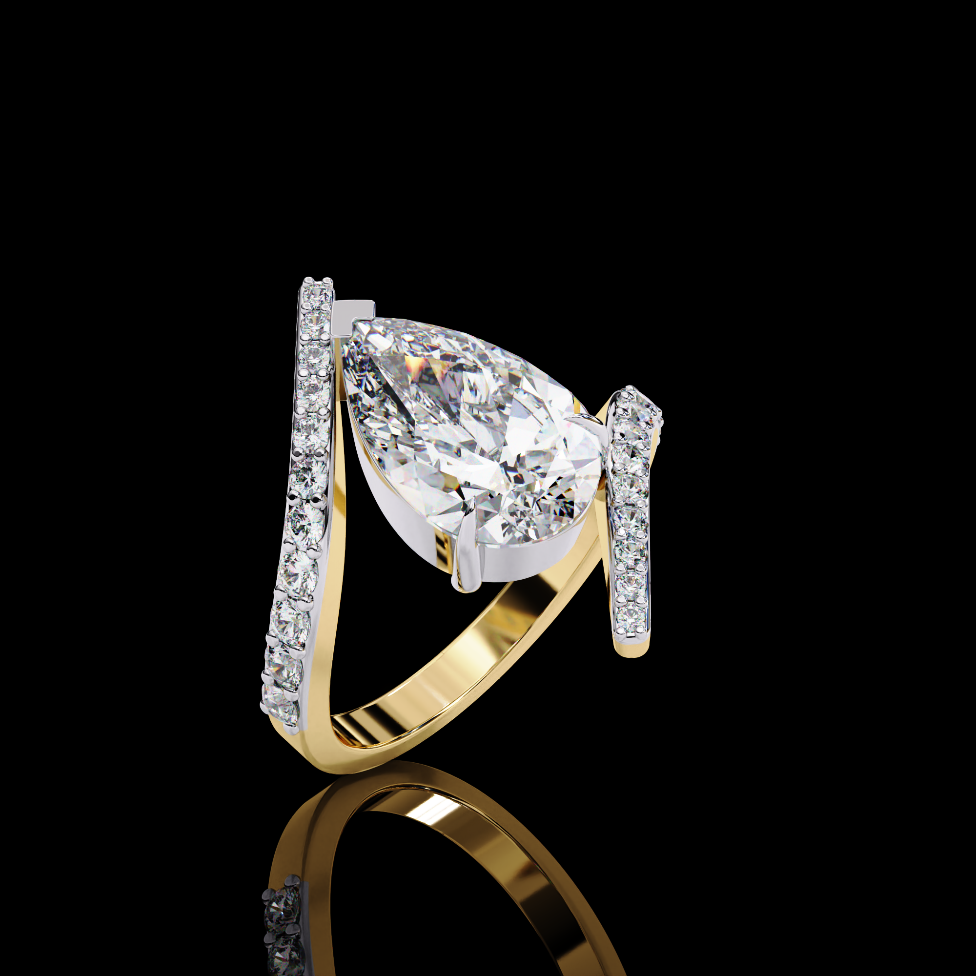 Elegant Wave Solitaire Diamond Ring