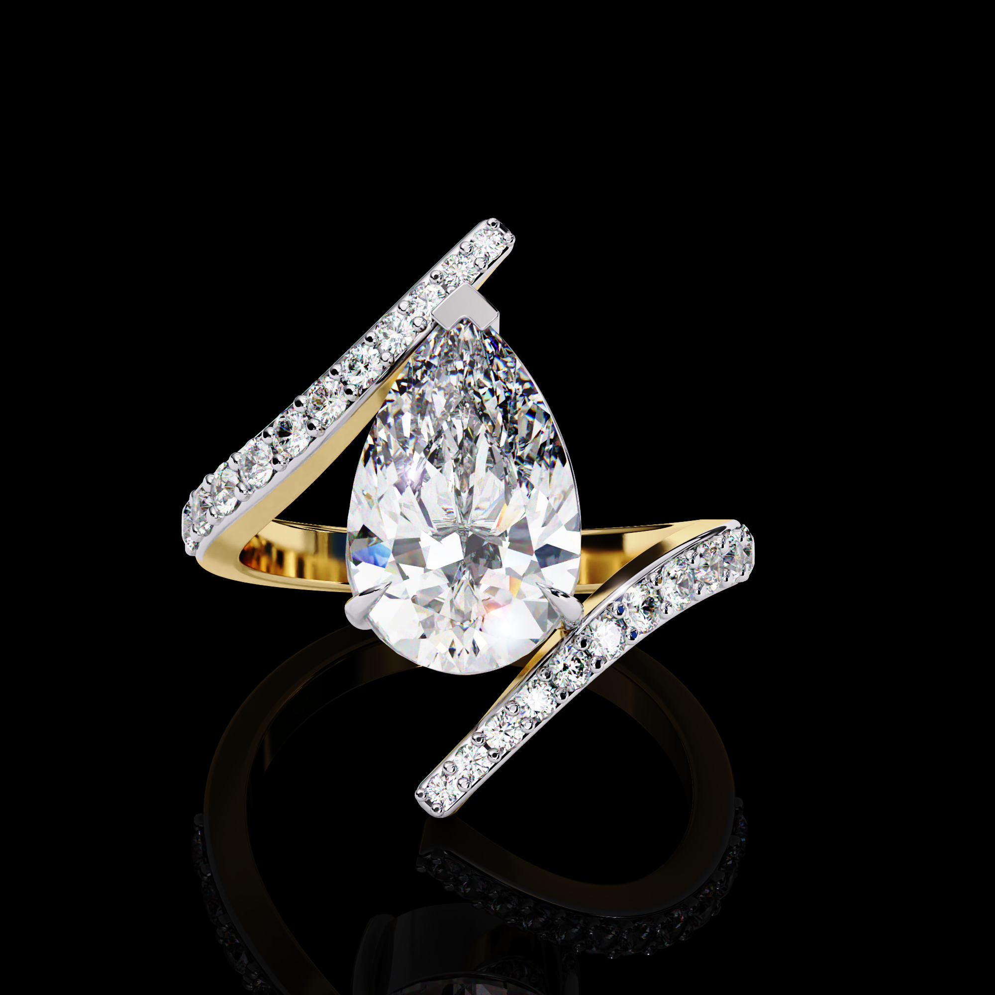 Elegant Wave Solitaire Diamond Ring