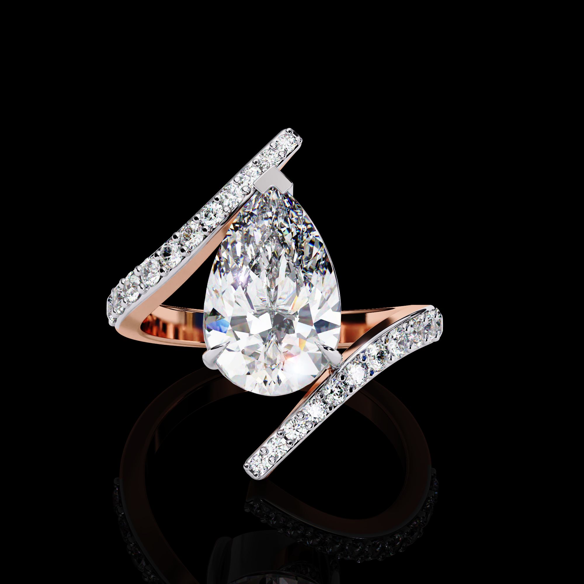 Elegant Wave Solitaire Diamond Ring