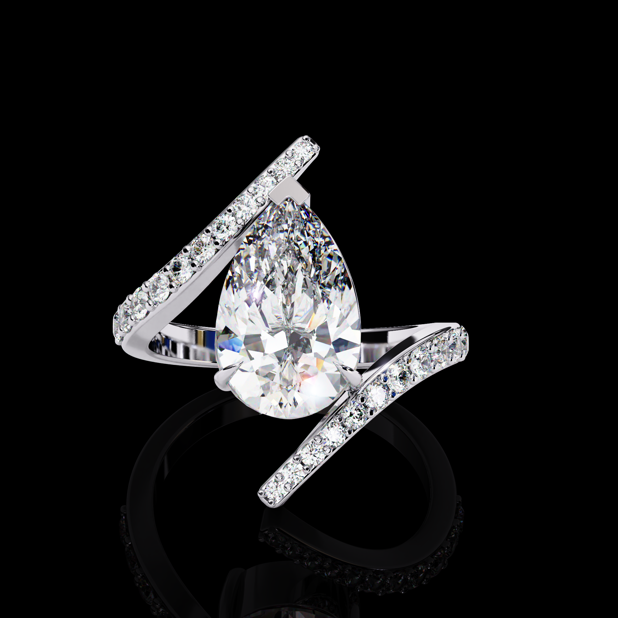 Elegant Wave Solitaire Diamond Ring