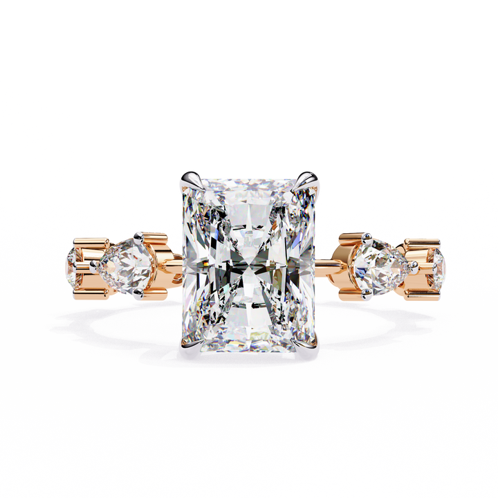 Emerald Cut Solitaire Ring with Diamond Ring