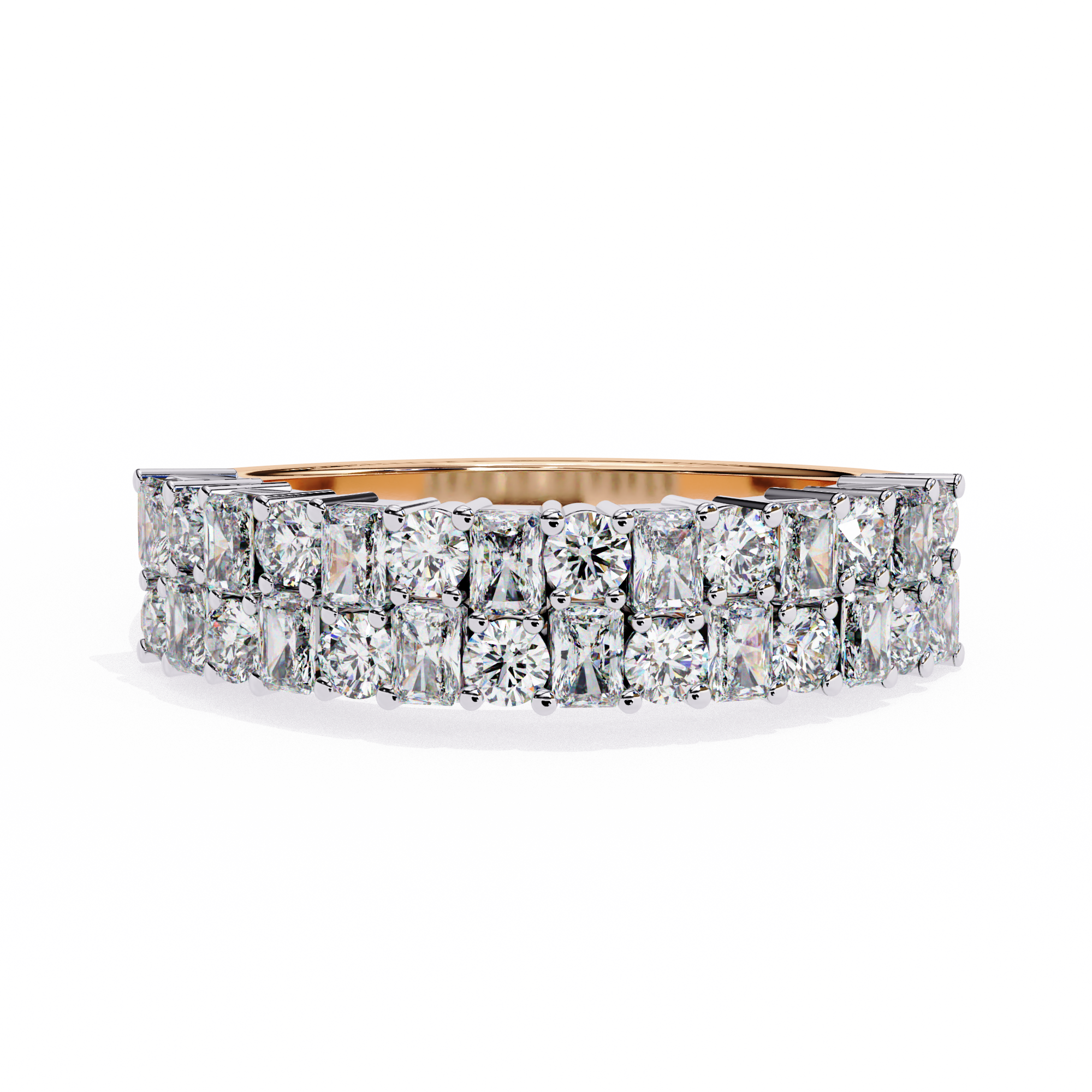 Two Steps Layered Diamond Statement Ring